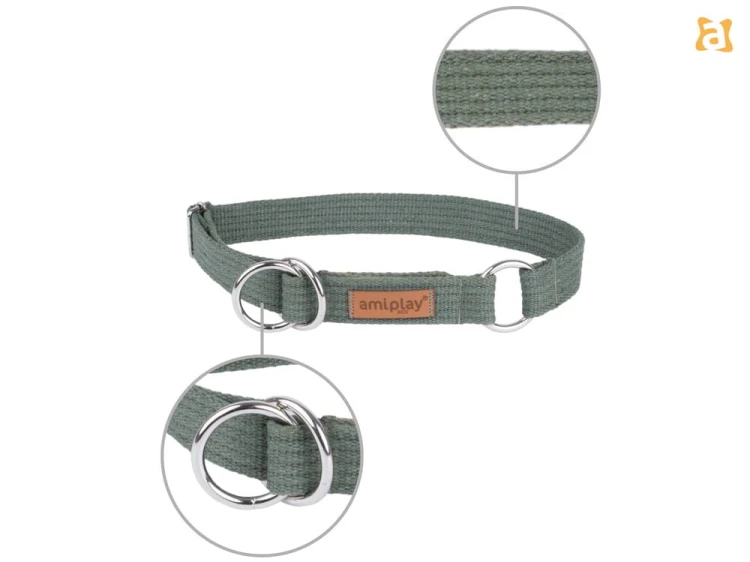 Obroża regulowana Cotton M Khaki