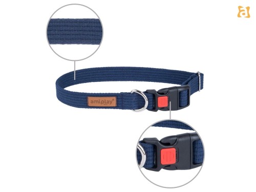 Obroża z blokadą Cotton L Granatowy XX