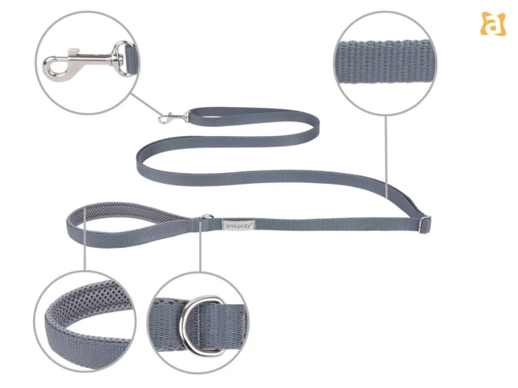 Smycz Easy Fix Samba L 1,6-3m Szary