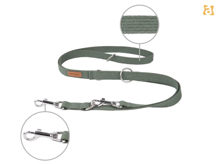 Smycz 6in1 Cotton XL 1-2m Khaki