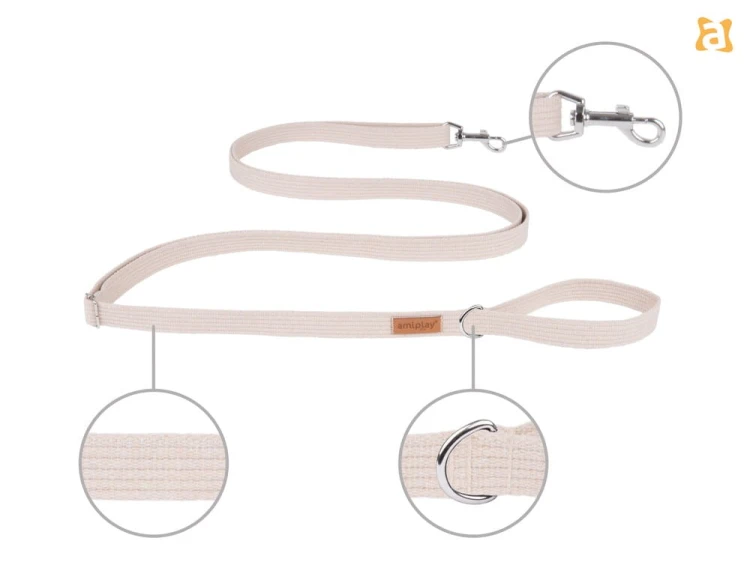 Smycz Easy Fix Cotton M 160-300cm Beżowy