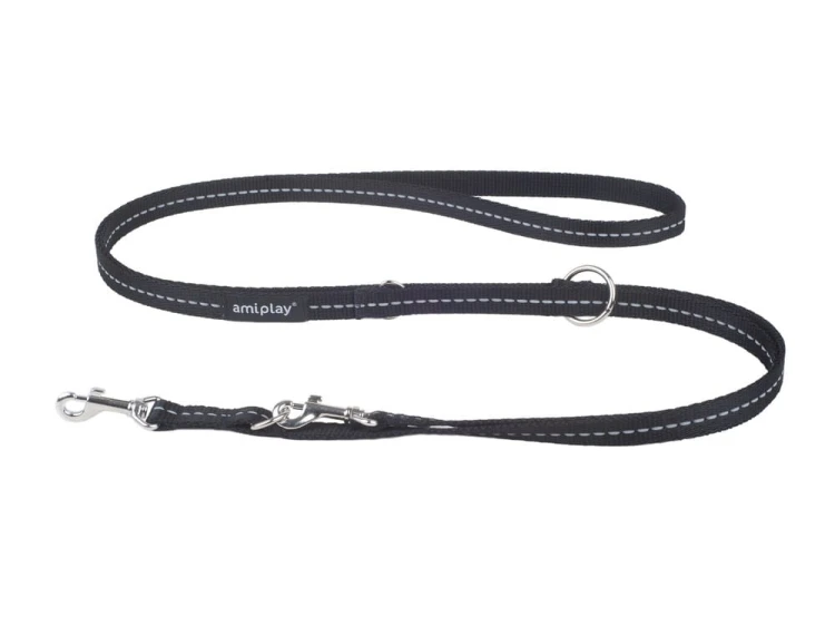 Smycz 6in1 Reflective S 1-2m Czarny