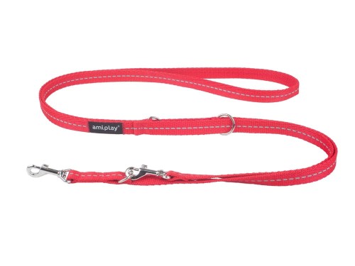 Smycz 6in1 Reflective M 1-2m Czerwony