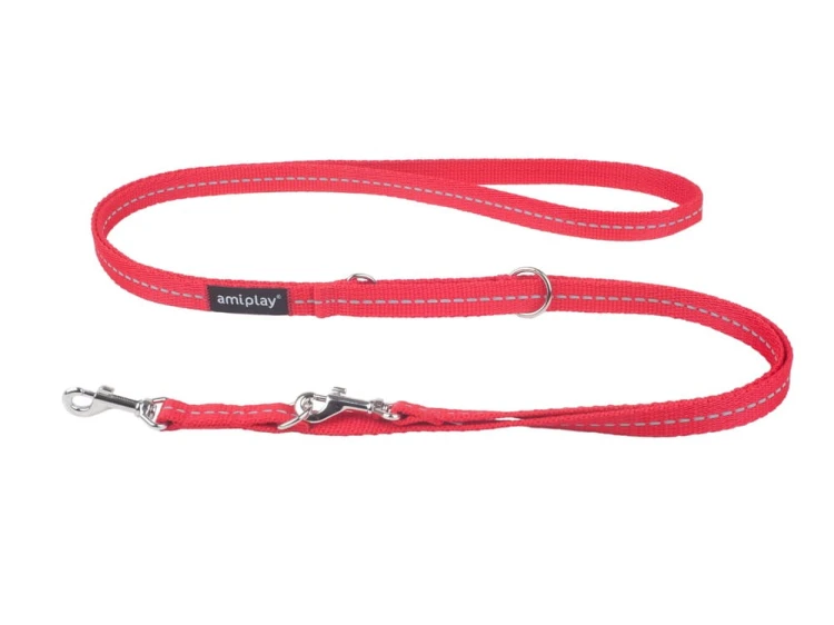 Smycz 6in1 Reflective M 1-2m Czerwony