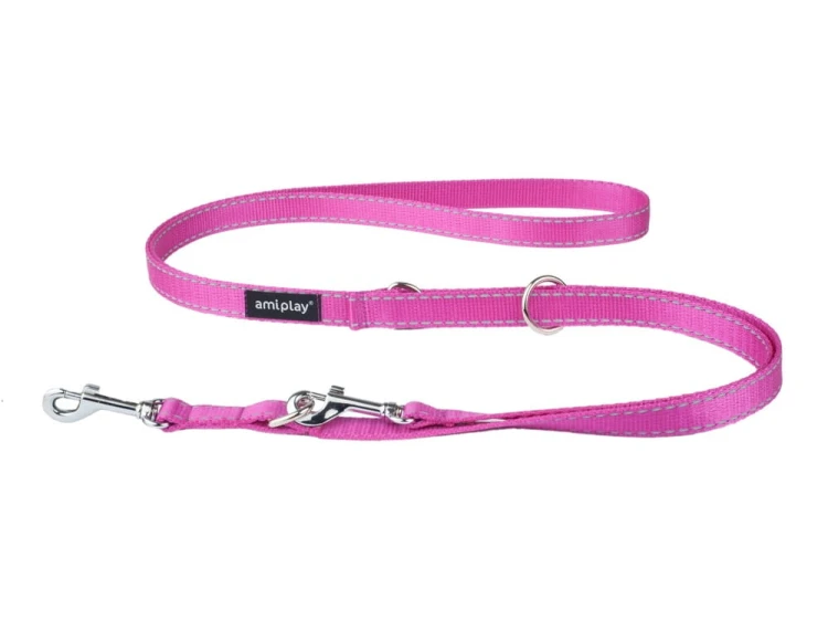 Smycz 6in1 Reflective L 1-2m Różowy