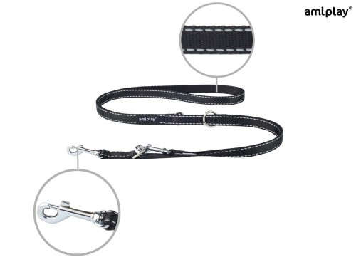 Smycz 6in1 Reflective L 1-2m Czarny