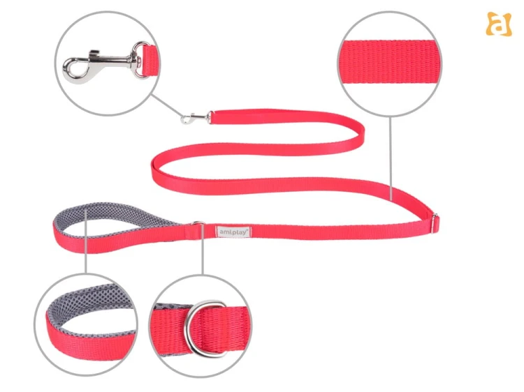 Smycz Easy Fix Samba L 1,6-3m Czerwony