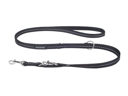 Smycz 6in1 Reflective M 1-2m Czarny