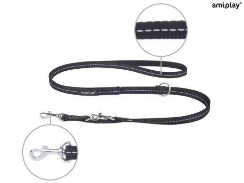 Smycz 6in1 Reflective M 1-2m Czarny