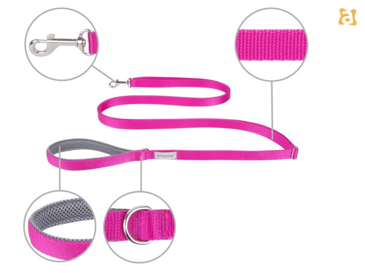 Smycz Easy Fix Samba XL 1,6-3m Różowy