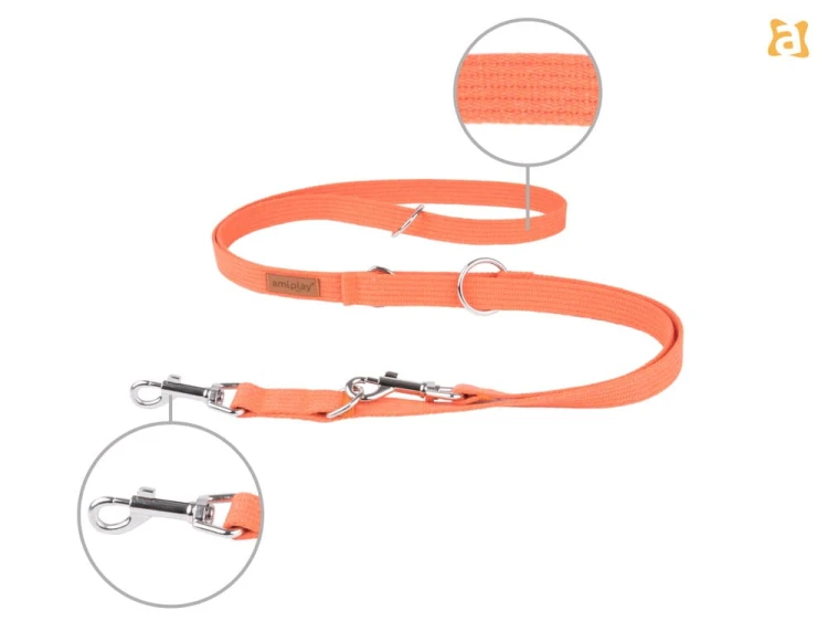 Smycz 6in1 Cotton XL 1-2m Pomarańczowy