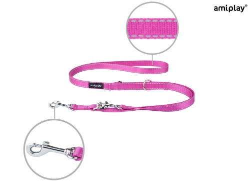 Smycz 6in1 Reflective XL 1-2m Różowy