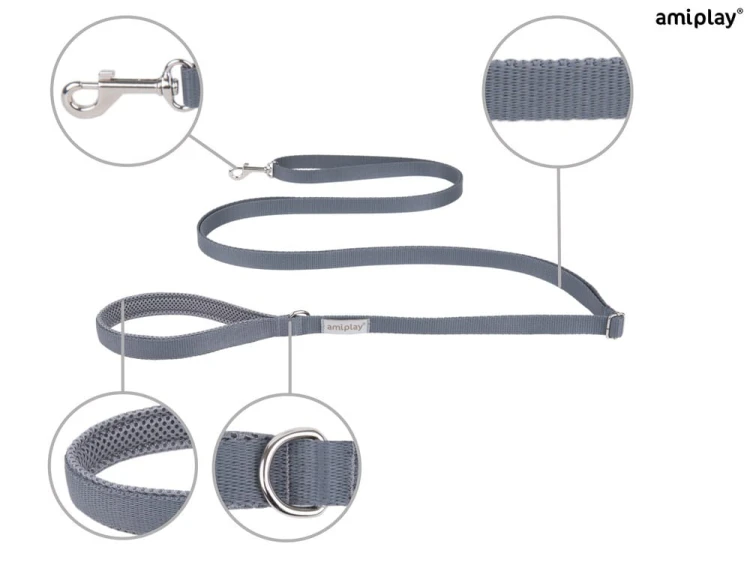 Smycz Easy Fix Samba S 1,6-3m Szary