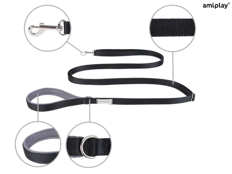 Smycz Easy Fix Samba S 1,6-3m Czarny