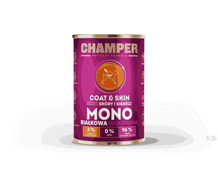 CHAMPER COAT&SKIN MONOBIAŁKOWA wołowina 400g