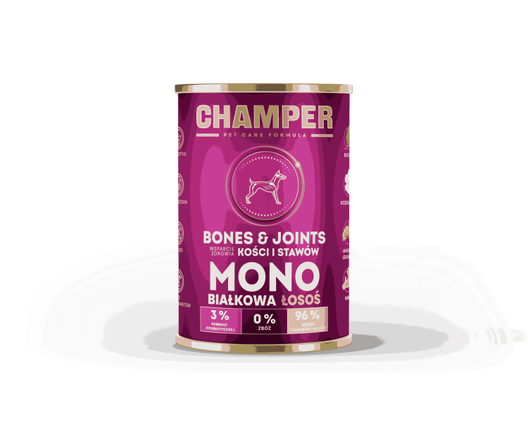 CHAMPER BONES&JOINTS MONOBIAŁKOWA łosoś 400g