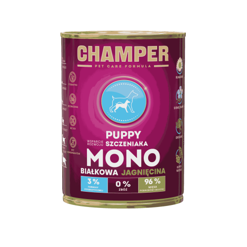 CHAMPER PUPPY MONOBIAŁKOWA jagnięcina 400 g