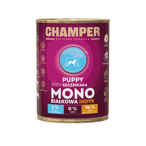 CHAMPER PUPPY MONOBIAŁKOWA indyk 400 g