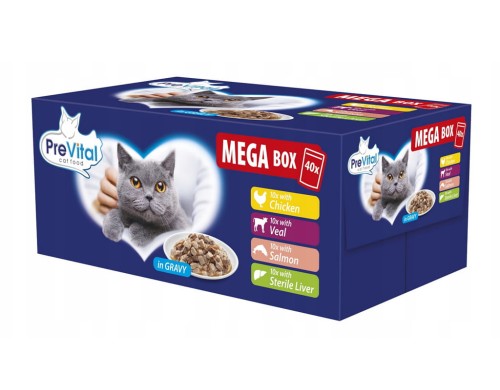PreVital saszetki kot mix 40sztuk.