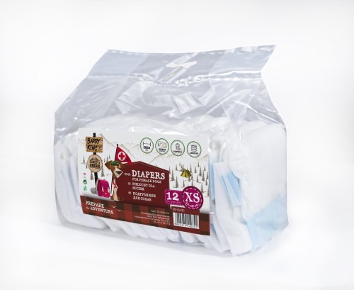 Pieluchy dla suczek, XS, obwód pasa 20-28 cm, 12 szt.