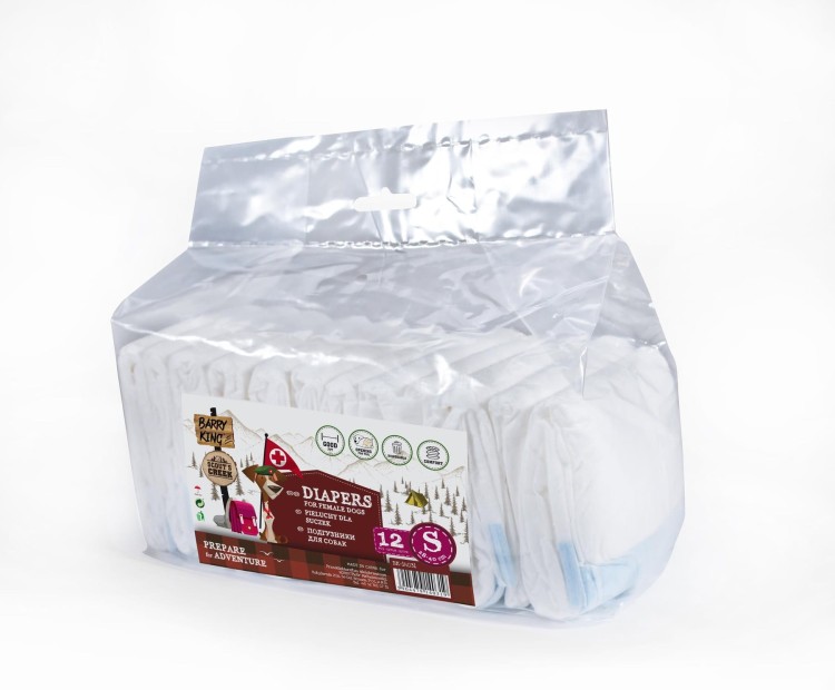 Pieluchy dla suczek, S, obwód pasa 28-40 cm, 12 szt.