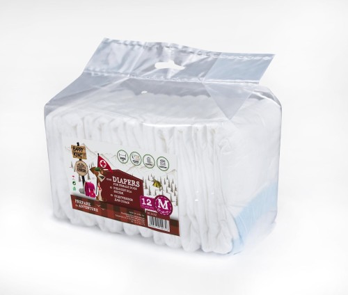 Pieluchy dla suczek, M, obwód pasa 32-48 cm, 12 szt.