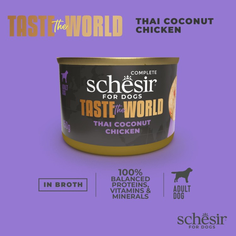 Taste the world, karma mokra, dla psów, Tajski kurczak w mleczku kokosowym, 150 g, puszka