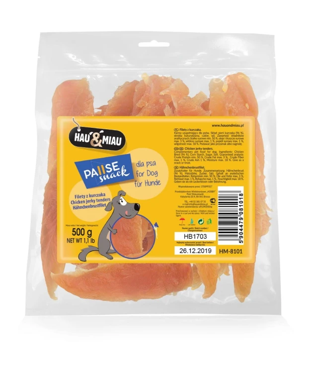 Pausesnack przysmak dla psa, filety z kurczaka 500g