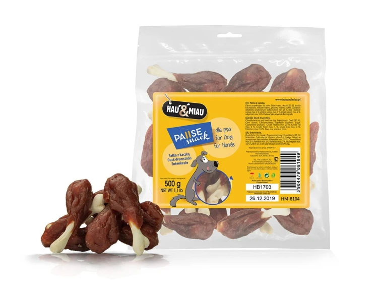 Pausesnack przysmak dla psa, pałka z kaczką 500g