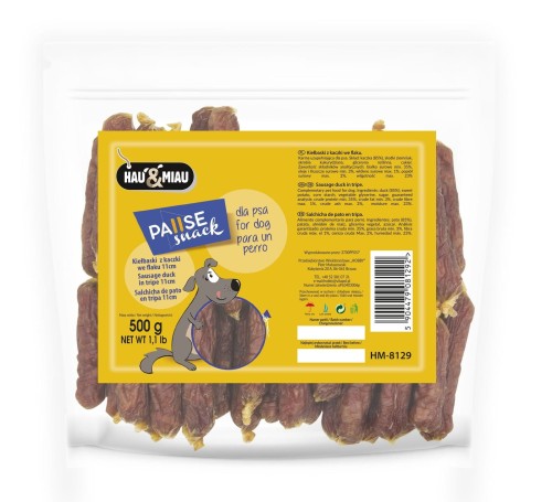 Pausesnack przysmak dla psa, kiełbaski z kaczki 11 cm 500 g