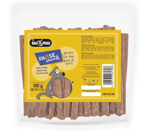 Pausesnack przysmak dla psa, paski z królika 500g