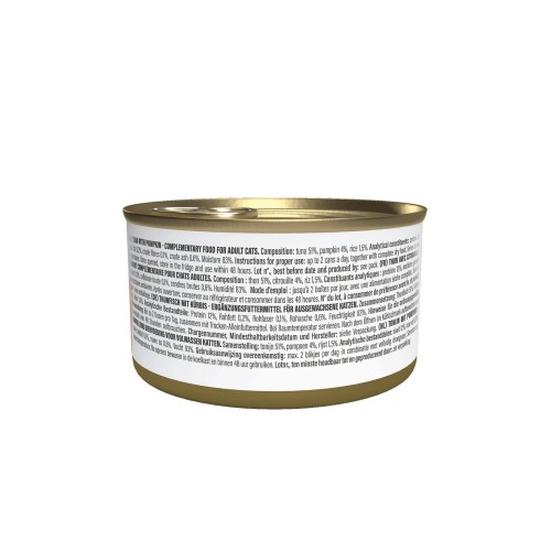 Complements, karma mokra, dla kotów, tuńczyk z dynią w bulionie, 70 g, puszka