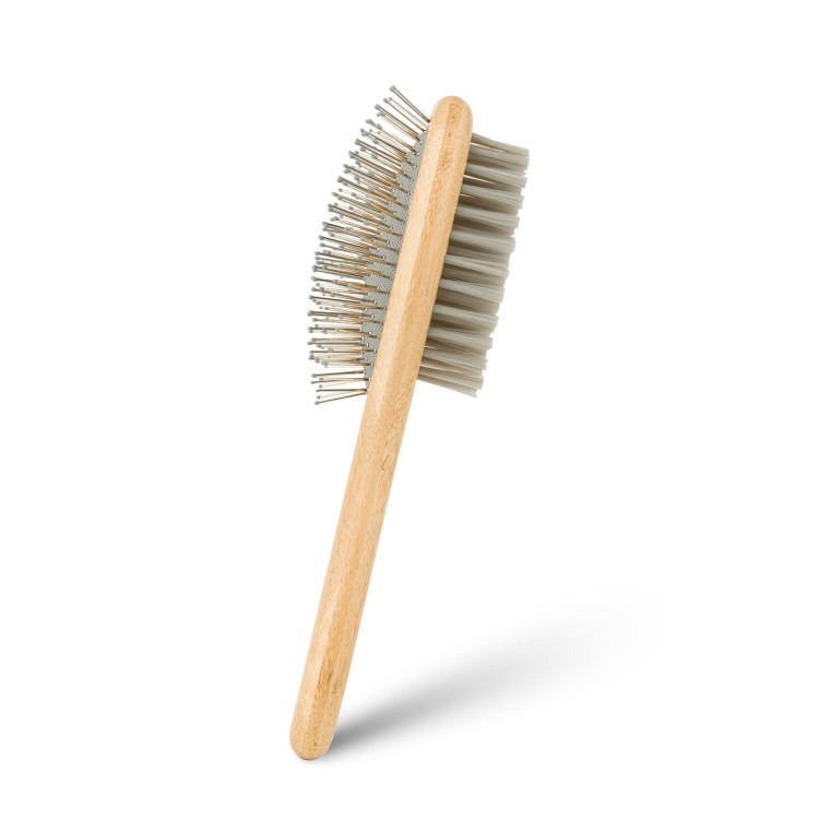 Szczotka dla zwierząt, dwustronna, z bambusową rączką, 6 x 22 cm