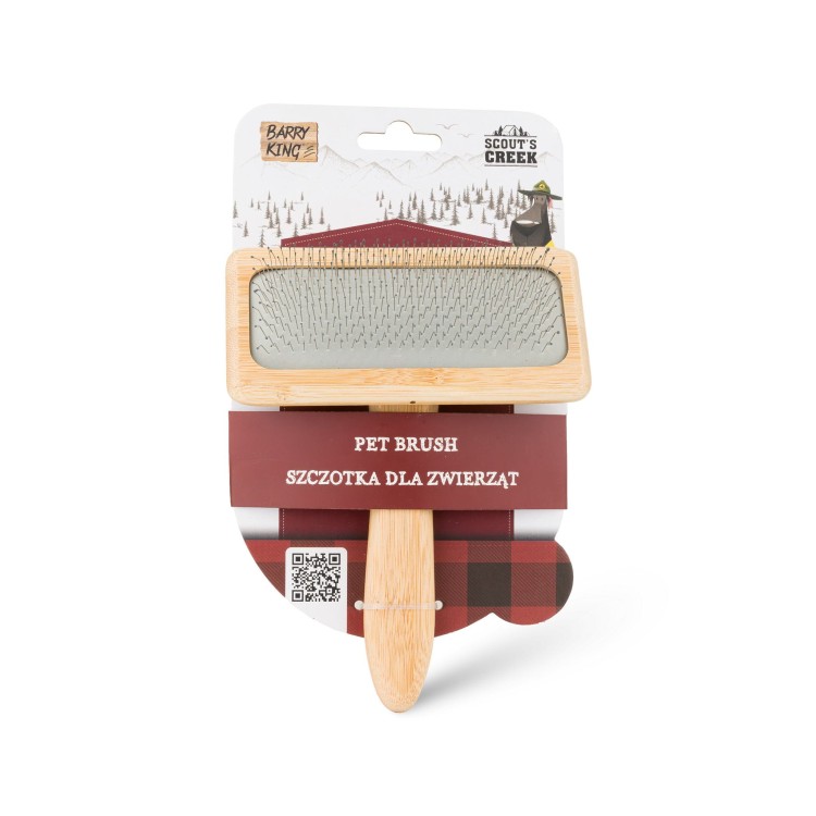 Szczotka dla zwierząt, pudlówka, z bambusową rączką, 12,2 x 15,5 cm