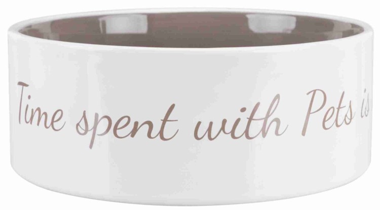 Miska ceramiczna Pet's Home, 0.3 l/o 12 cm, kremowa/ciemnoszara