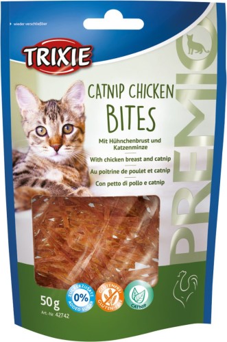 Przysmak PREMIO Catnip Chicken Bites, kurczak i kocimiętka, 50 g,