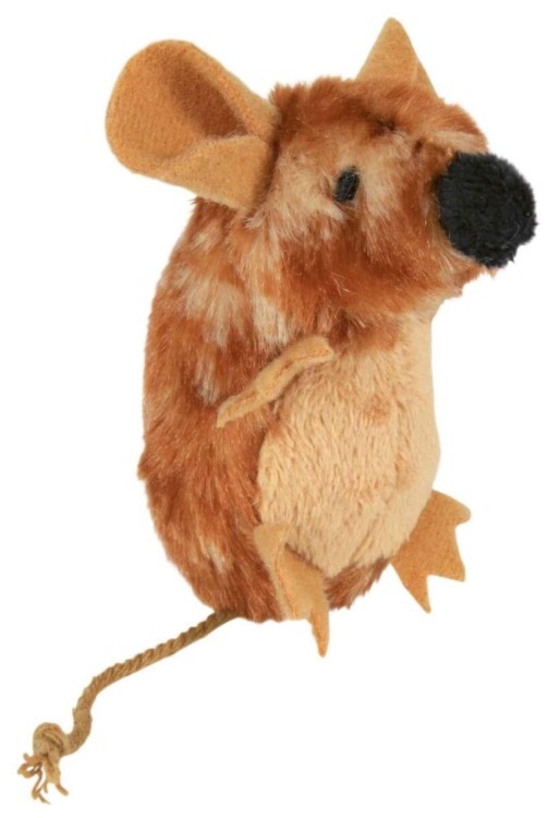 Zabawka Mysz stojąca, brązowa (z dźwiękiem), 8 cm