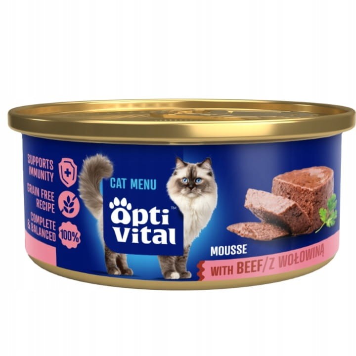 OPTIVITAL can kot wołowina, kurczak, indyk, łosoś MSC 12x85g