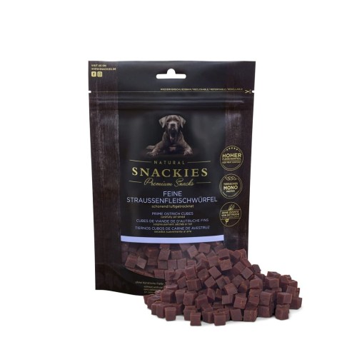 Premium Snacks Przysmak dla psa - Kostki ze strusia 150 g