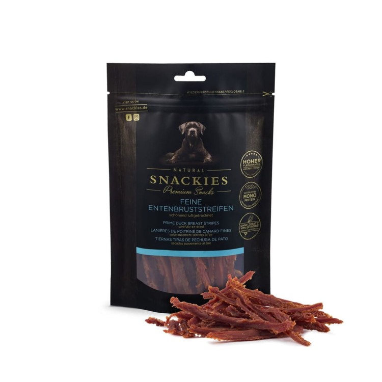 Premium Snacks Przysmak dla psa - Paski z piersi kaczki 180 g