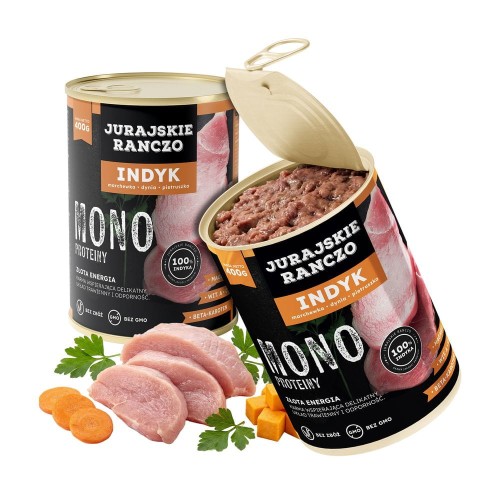 Jurajskie ranczo karma dla psów MONO. Indyk z dynią, marchwią i pietruszką. 400g