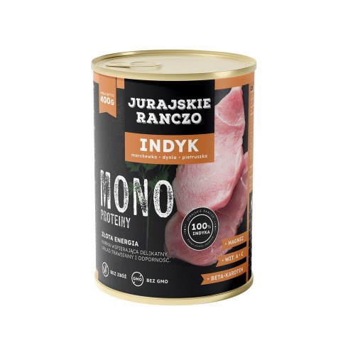 Jurajskie ranczo karma dla psów MONO. Indyk z dynią, marchwią i pietruszką. 400g
