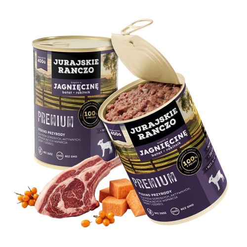 Jurajskie ranczo karma dla psów PREMIUM. Jagnięcina z batatami i rokitnikiem. 400g
