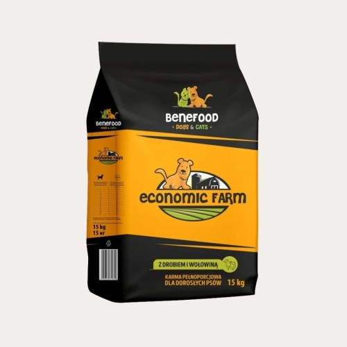 Benefood Economic Farm z drobiem i wołowiną - karma sucha dla psa worek 15kg