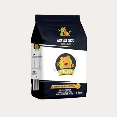 Benefood Picky z wołowiną i marchewką - karma półmokra dla psa worek 5 kg