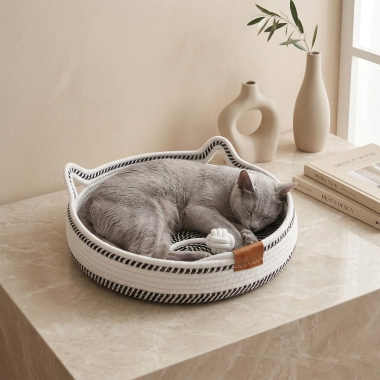 Legowisko plecione dla zwierząt Carinio PLAYGROUND Black&white - S