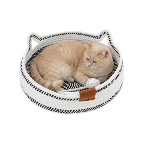 Legowisko plecione dla zwierząt Carinio PLAYGROUND Black&white - L