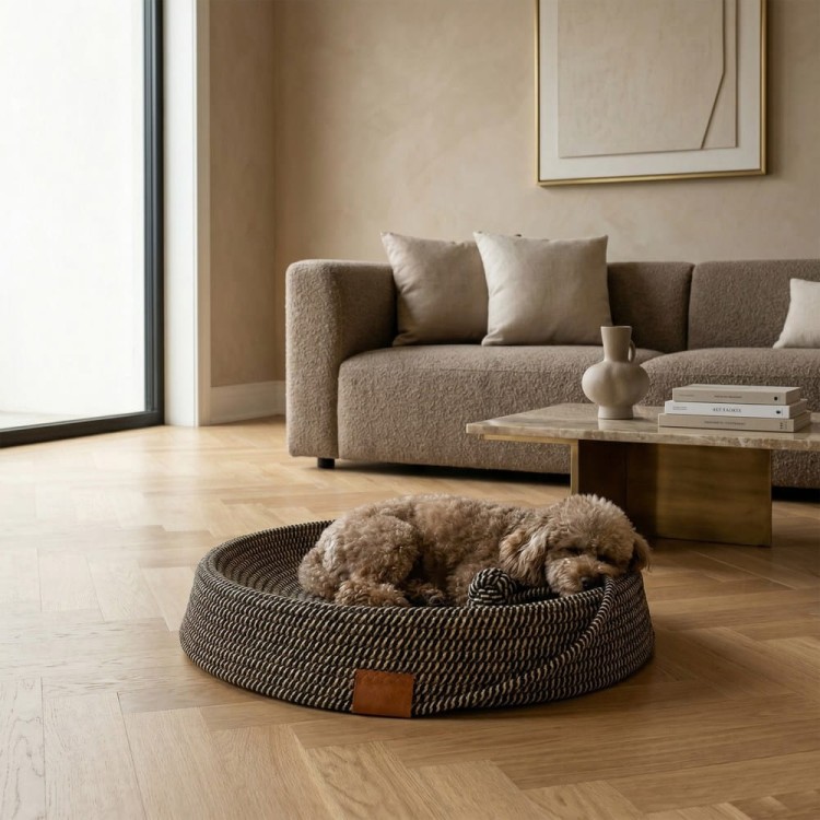 Legowisko plecione dla zwierząt Carinio NESTI TAIL Black&brown - L