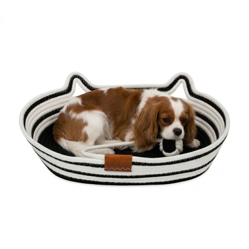 Legowisko plecione dla zwierząt Carinio COCO Black&white - L