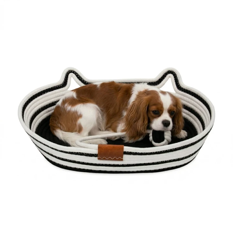 Legowisko plecione dla zwierząt Carinio COCO Black&white - L